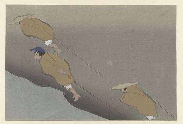 Pulling a boat, by Kamisaka Sekka (1909)